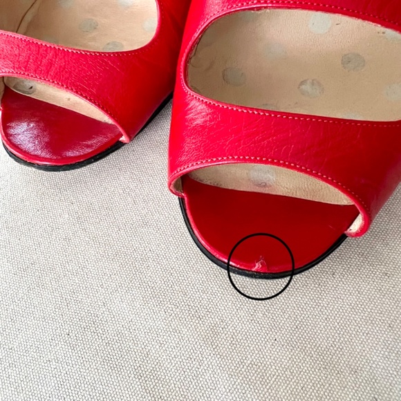 Vintage TOKIO KUMAGAI Red/ Black Leather Pumps Made In Italy - 39 1/2 - Picture 13 of 13